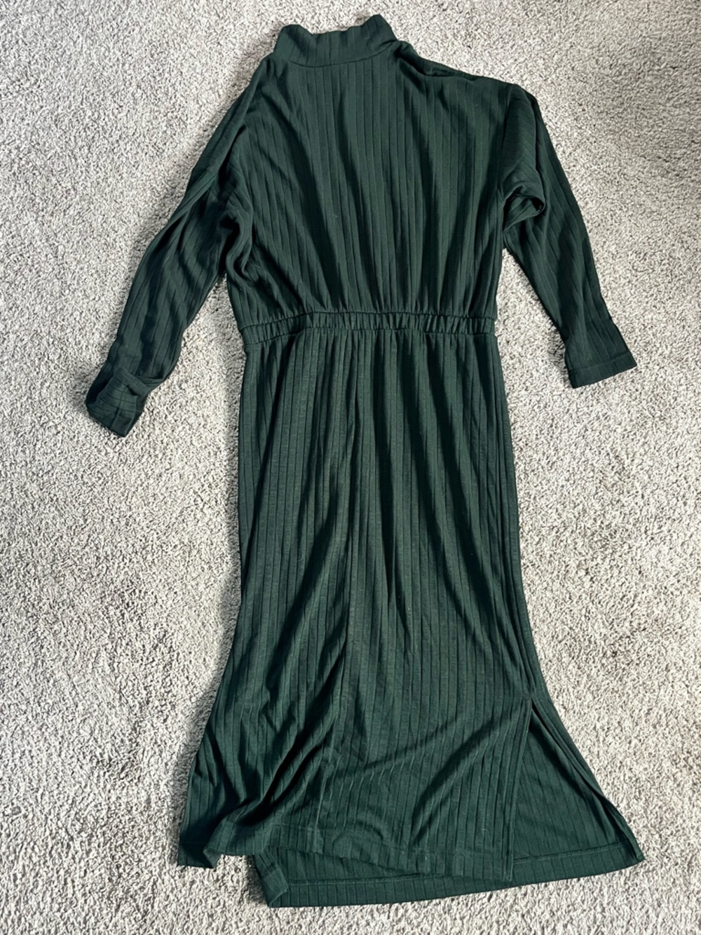 Old Navy Dark Green Ribbed Mock Neck MIDI Dress Never Worn Size M